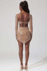 Embellished Asymmetric Crop Top in Honey