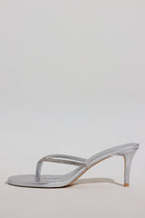 Heeled Sandal in Silver