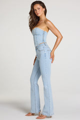 Mid-Rise Bootcut Jeans in Light Denim