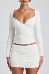 Modal Ruched Mid-Rise Mini Skirt in Coconut
