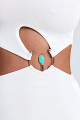 Hardware Detail One-Shoulder Maxi Dress in Coconut