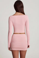 Modal Ruched Mid-Rise Mini Skirt in Candyfloss