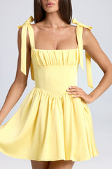 Draped Corset Mini Dress in Daffodil