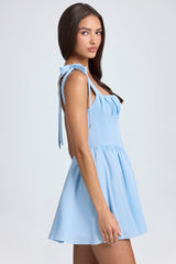 Draped Corset Mini Dress in Sky Blue