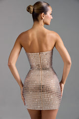 Embellished Bandeau Mini Dress in Honey