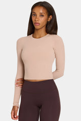 ButterCloud™ Long-Sleeve Crop Top in Oatmeal