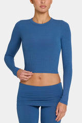 ButterCloud™ Long-Sleeve Crop Top in Marine