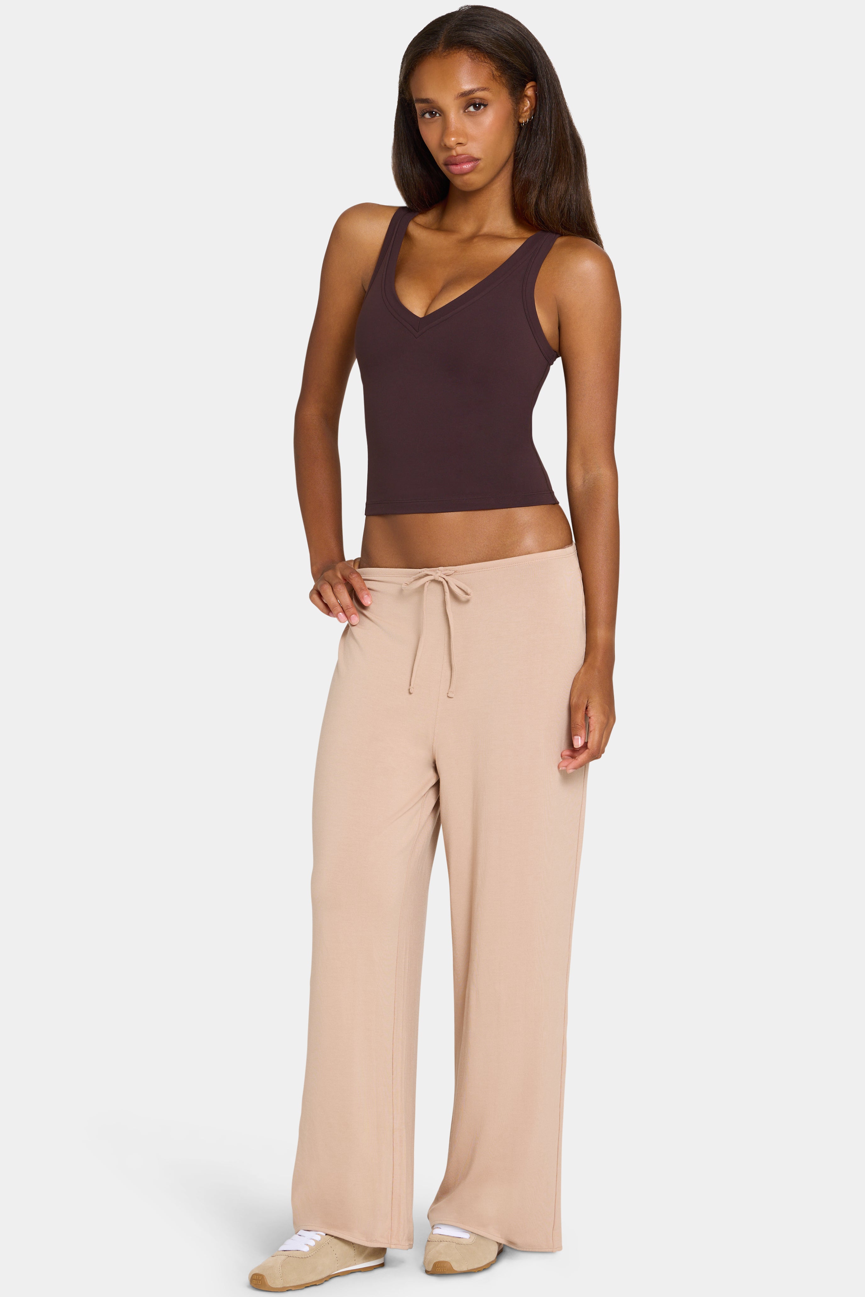 ButterCloud™ Tie-Waist Wide-Leg Trousers in Oatmeal