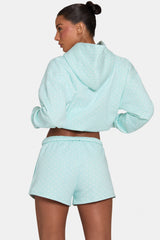 Oversized Applique Hoodie in Peppermint Polka Dot