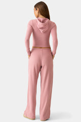 Ribbed Jersey Low-Rise Trousers in Mauve