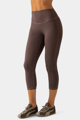 Soft Active Capri Leggings in Espresso Gingham
