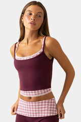 Soft Active Double-Layer Tank Top in Burgundy