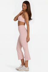Soft Active Flared Capri Leggings in Blush Marl