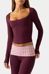 Soft Active Long-Sleeve Top in Burgundy