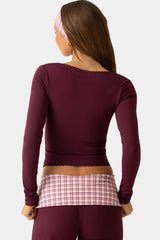 Soft Active Long-Sleeve Top in Burgundy