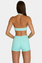Soft Active Mini Shorts in Aqua Stripe