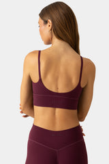 Soft Active Scoop-Neck Sports Bra in Burgundy