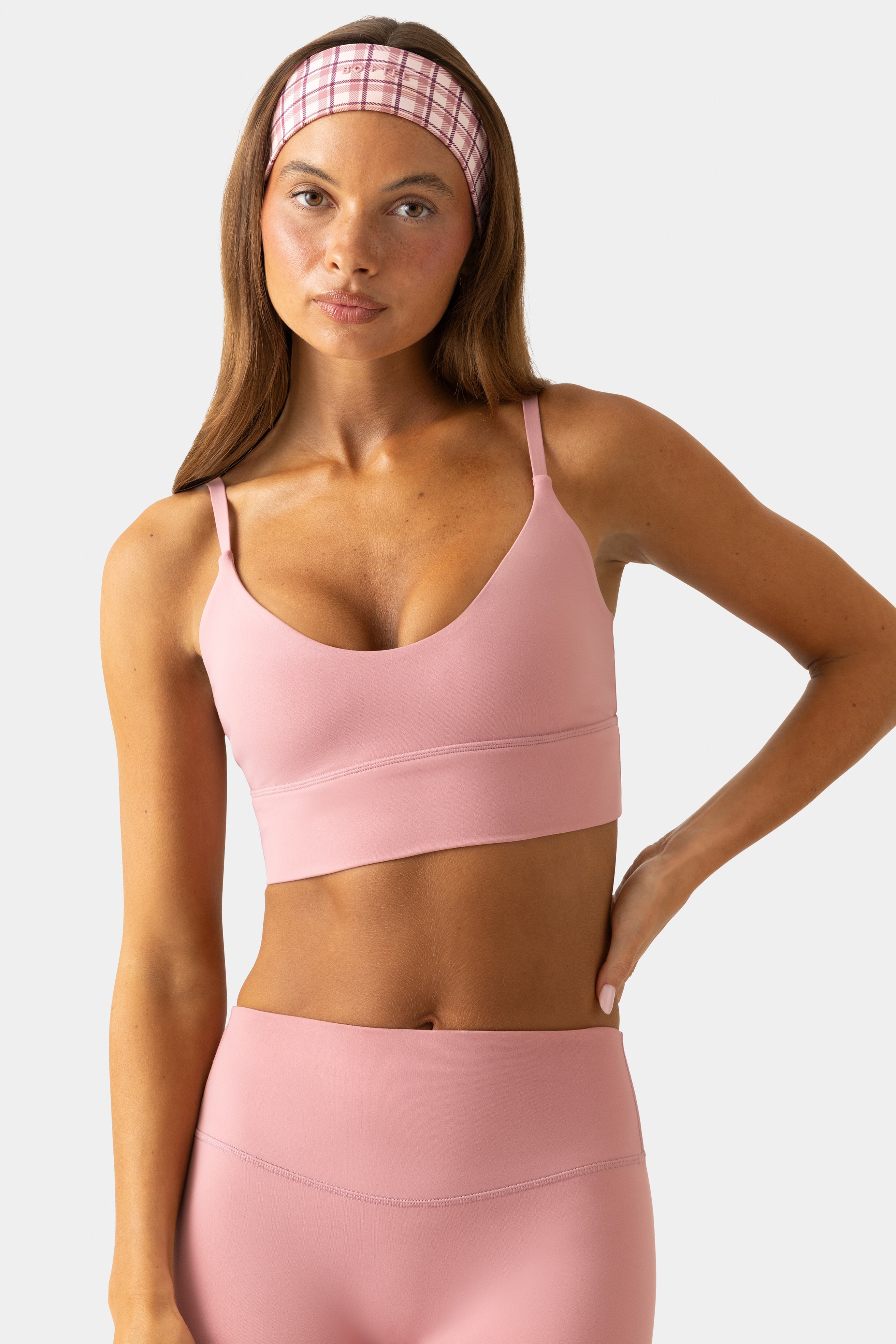 Soft Active Scoop-Neck Sports Bra in Mauve