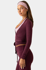 Soft Jersey Wrap Top in Burgundy
