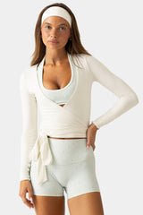 Soft Jersey Wrap Top in Coconut