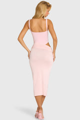 Bodice Draped Midi Dress in Baby Pink