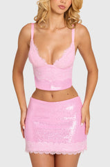 Sequin Lace Bralette Top in Blossom