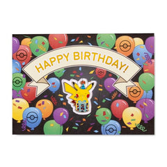 Pikachu Birthday Balloons Pokémon Pin & Greeting Card