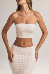 Modal Strapless Crop Top in Pink Stripe