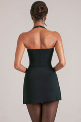 Mid-Rise Bodycon Ultra Mini Skirt with Split in Black
