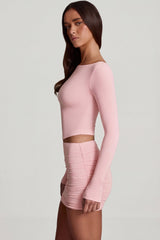 Modal Ruched Mid-Rise Mini Skirt in Candyfloss