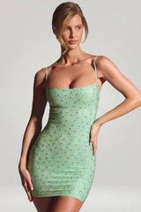 Embellished Bodycon Mini Dress in Matcha