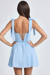 Draped Corset Mini Dress in Sky Blue