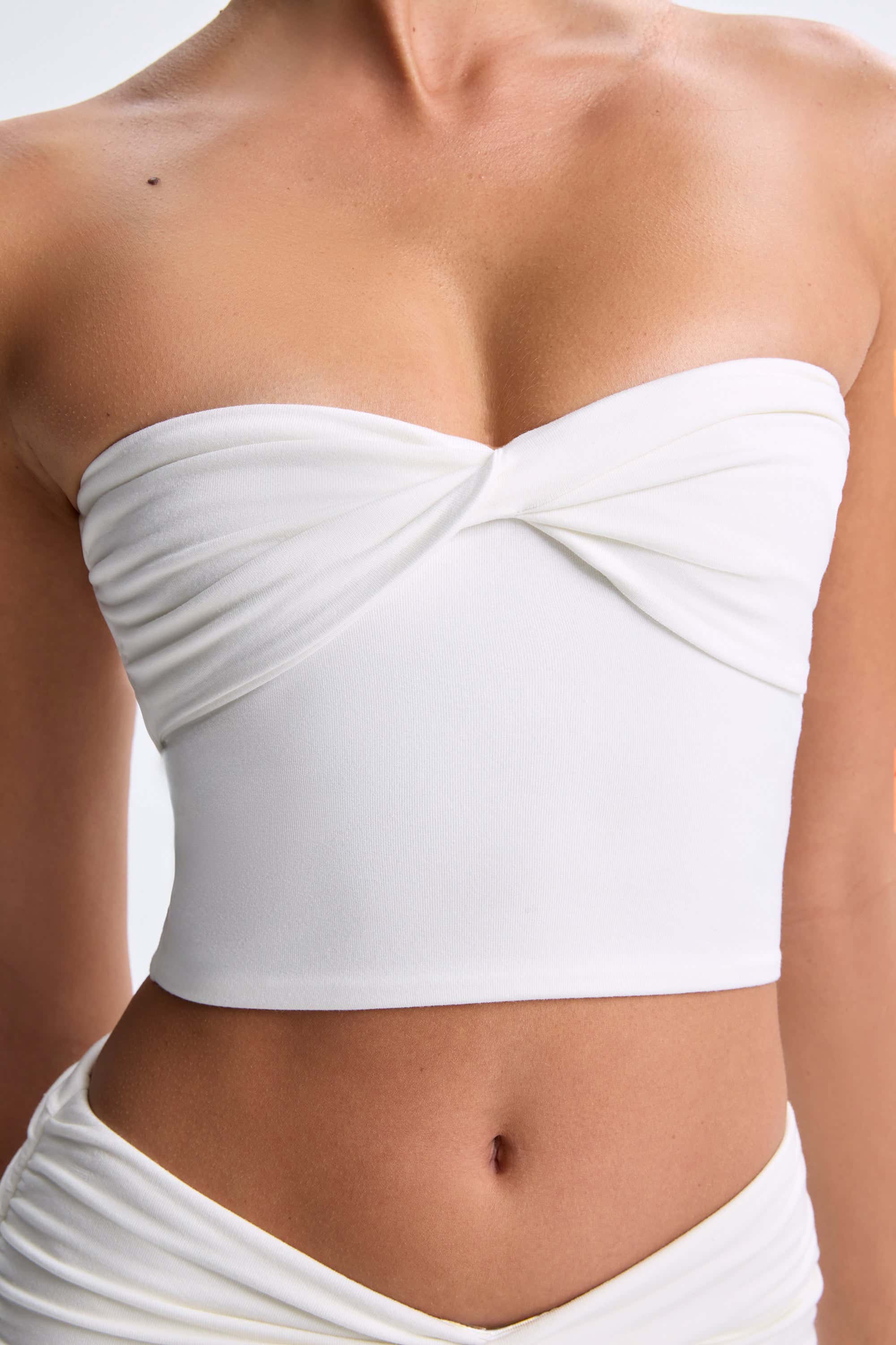 Modal Twist-Front Bandeau Top in White