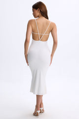Modal Plunge Open-Back Midaxi Dress in Coconut