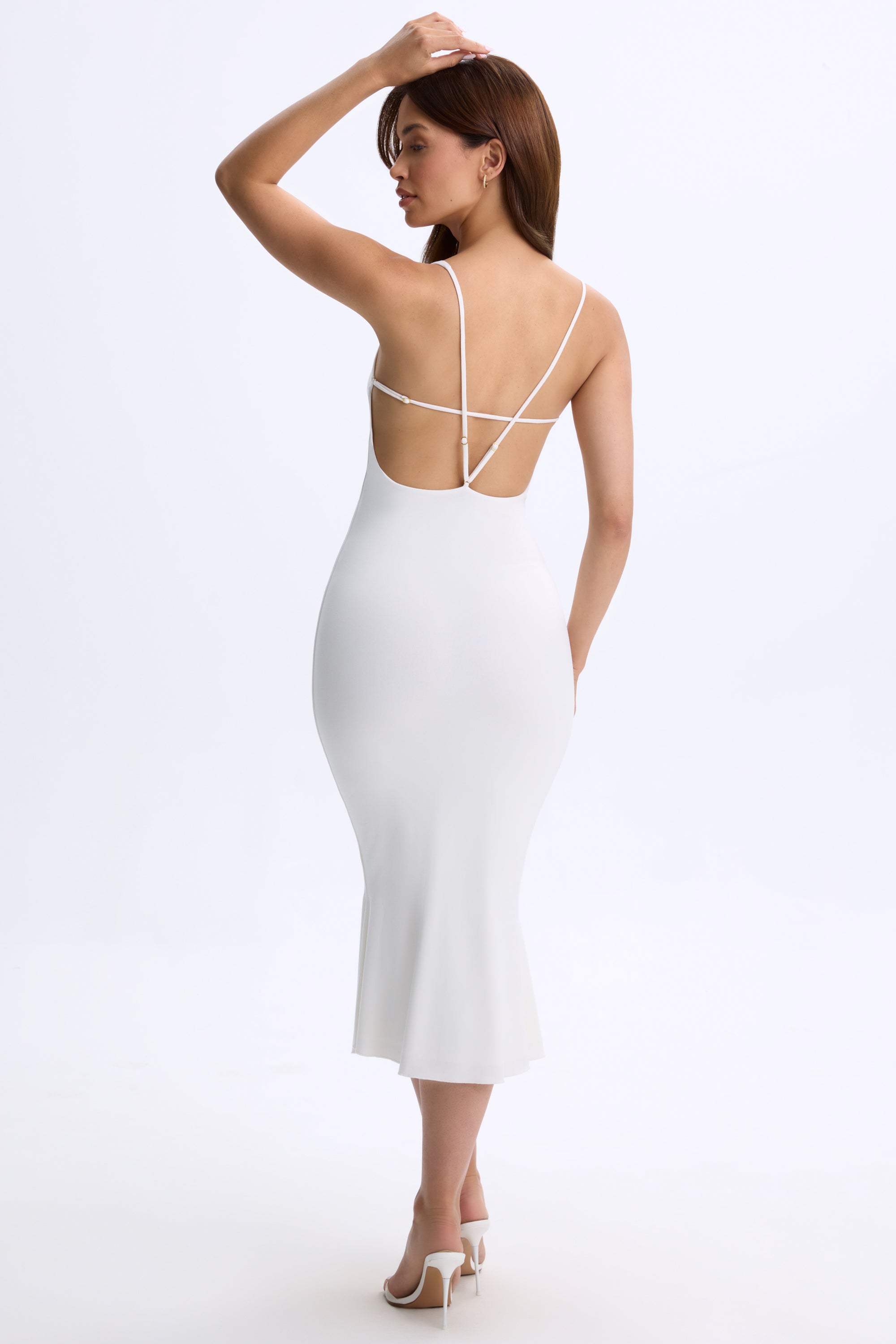 Modal Plunge Open-Back Midaxi Dress in Coconut