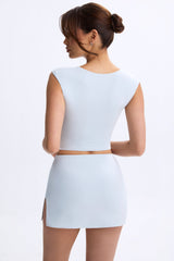 Modal Mid-Rise Micro Mini Skirt in Dusty Blue