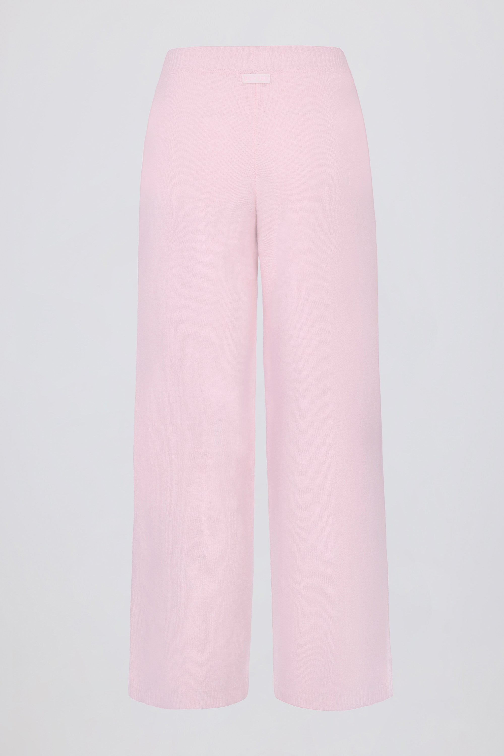 Knit Mid-Rise Wide-Leg Joggers in Soft Pink