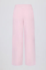 Knit Mid-Rise Wide-Leg Joggers in Soft Pink
