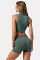 Soft Active High Waist Mini Shorts in Khaki