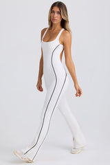Petite Soft Active Open-Back Jumpsuit in White
