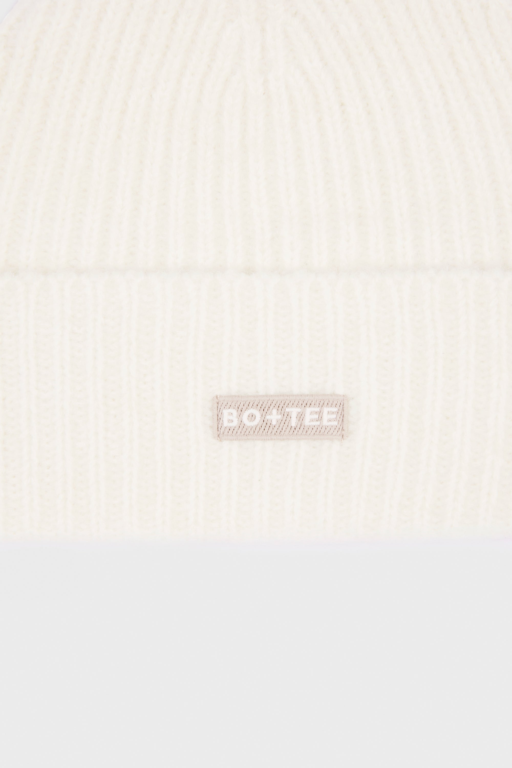 Ribbed Knit Beanie Hat in Ivory