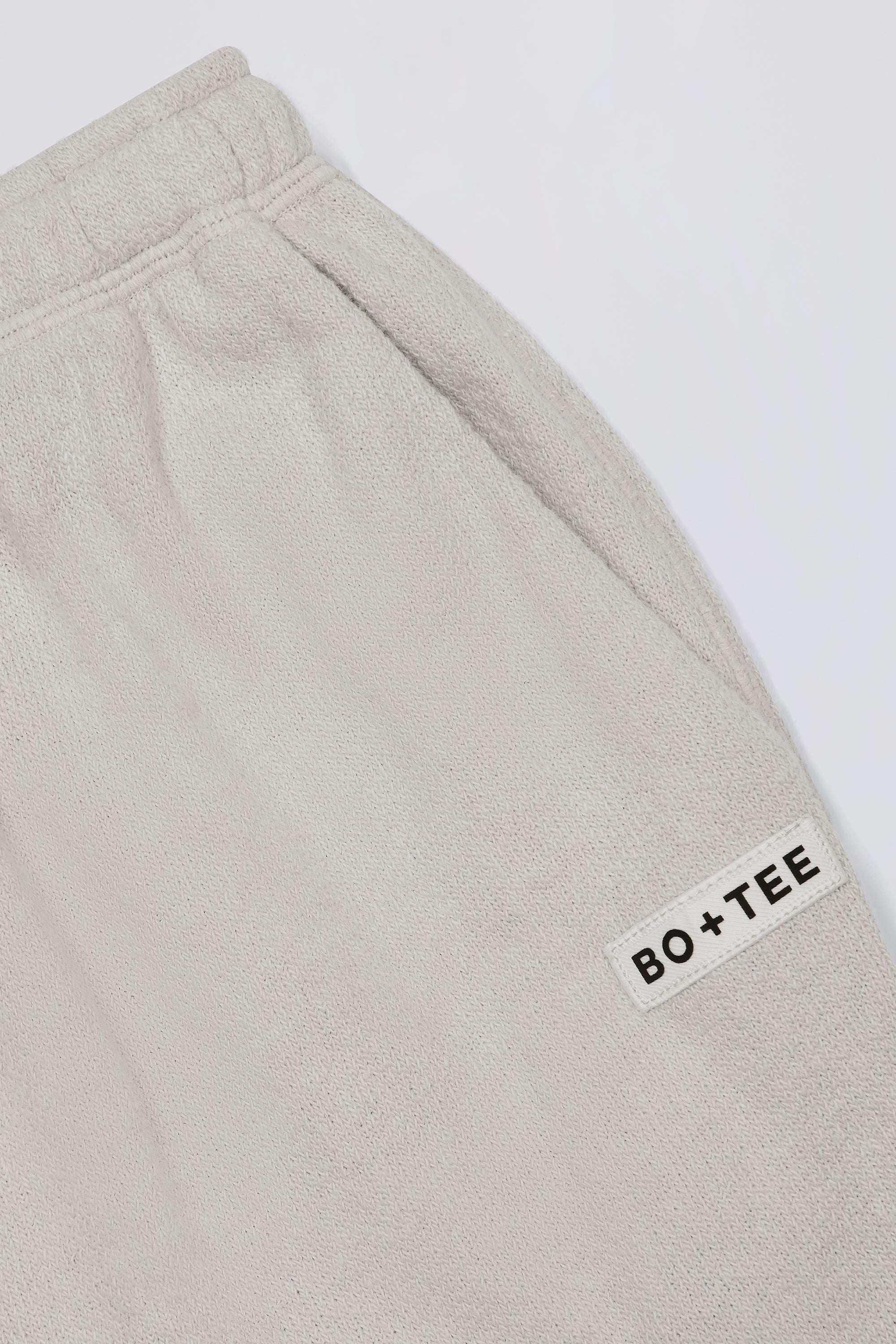 Textured Cotton Button Low-Rise Wide-Leg Joggers in Light Grey