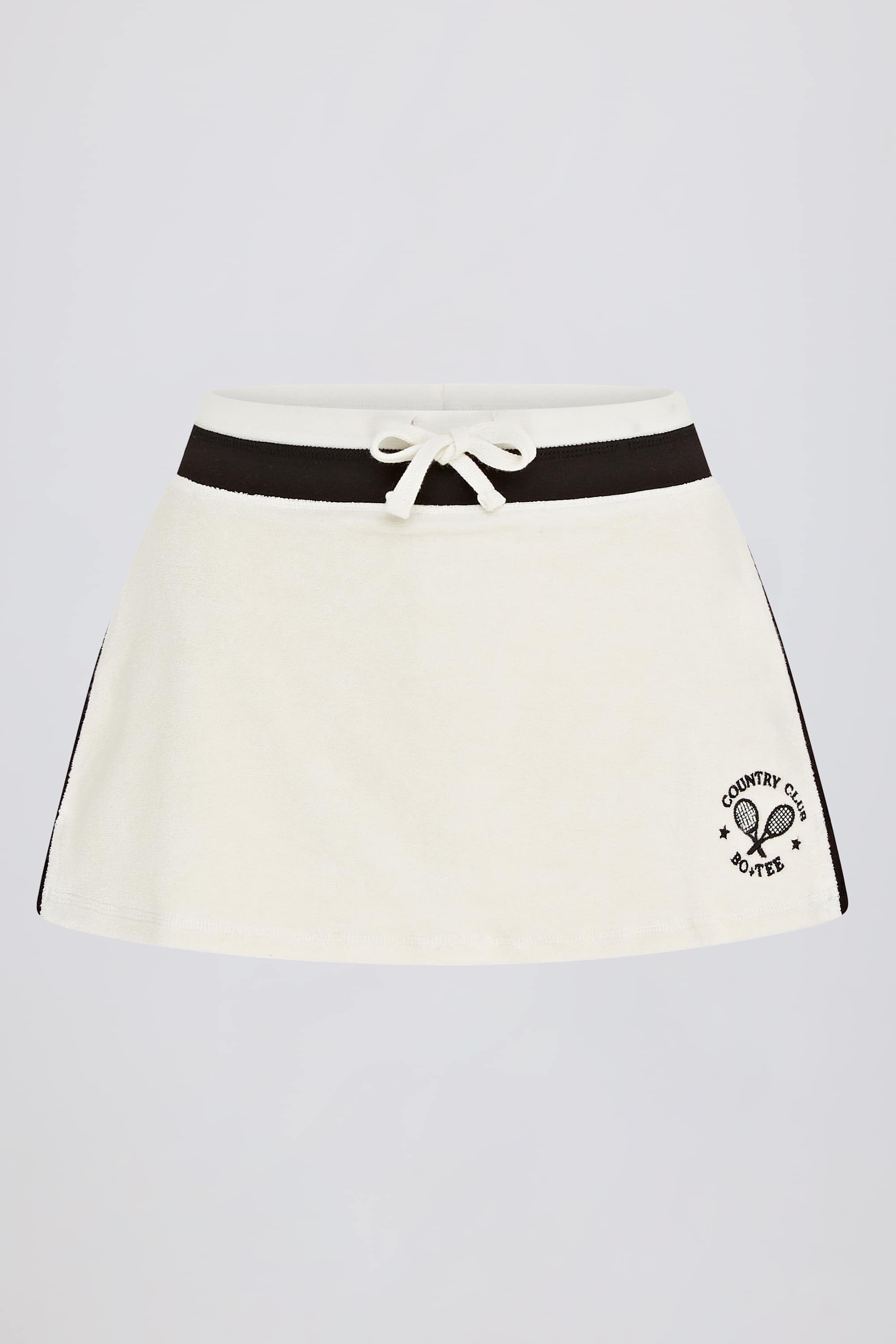Terry Towelling Mid-Rise Skort in Ivory