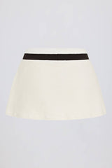Terry Towelling Mid-Rise Skort in Ivory
