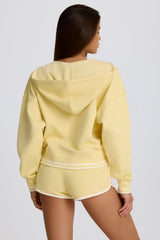 Cotton Jersey V-Neck Hoodie in Lemon