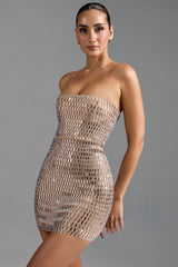 Embellished Bandeau Mini Dress in Honey