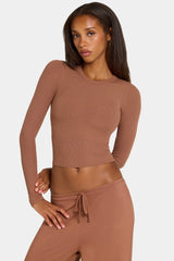 ButterCloud™ Long-Sleeve Crop Top in Cocoa
