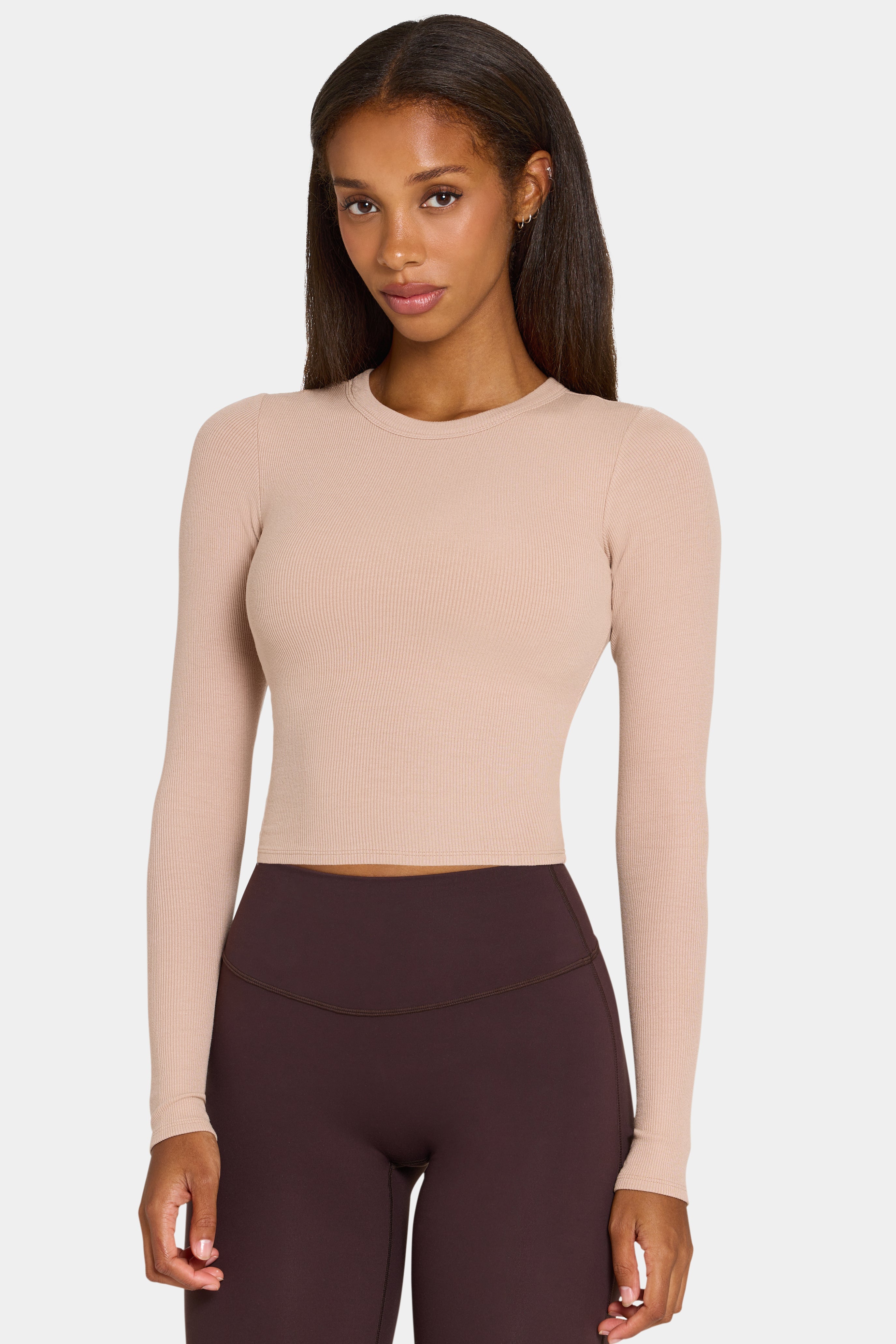 ButterCloud™ Long-Sleeve Crop Top in Oatmeal