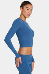 ButterCloud™ Long-Sleeve Crop Top in Marine