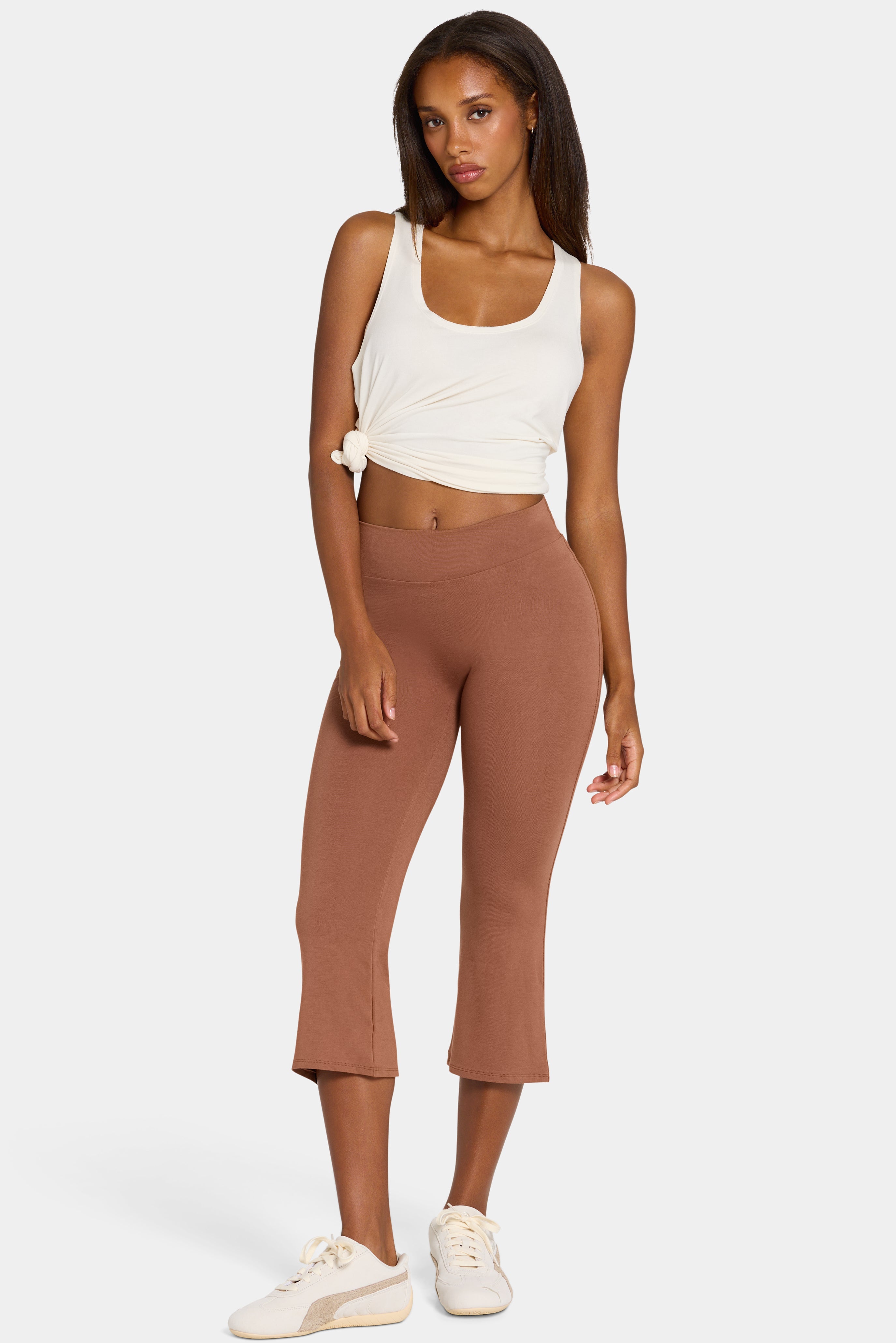 ButterCloud™ Flared Capri Leggings in Cocoa